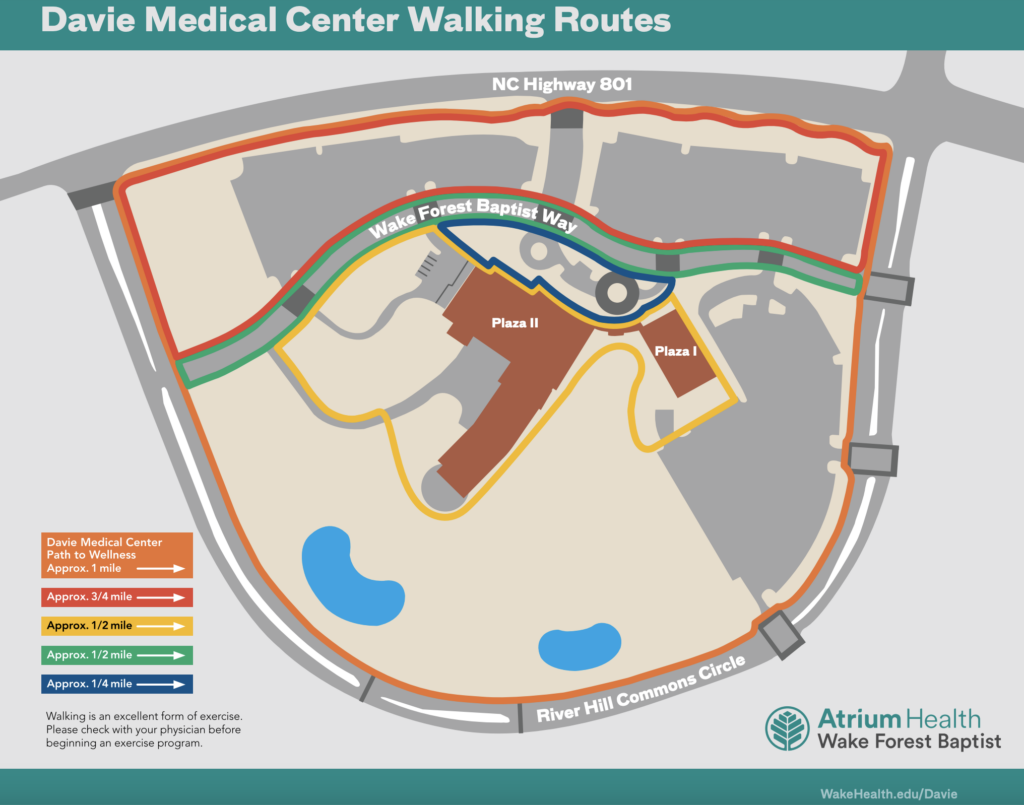 atrium davie medical center walking routes